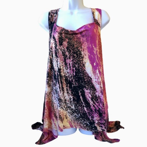 Rock & Republic Sleeveless Tunic Top Asymmetrical Hem Multi-colored - Picture 9 of 9